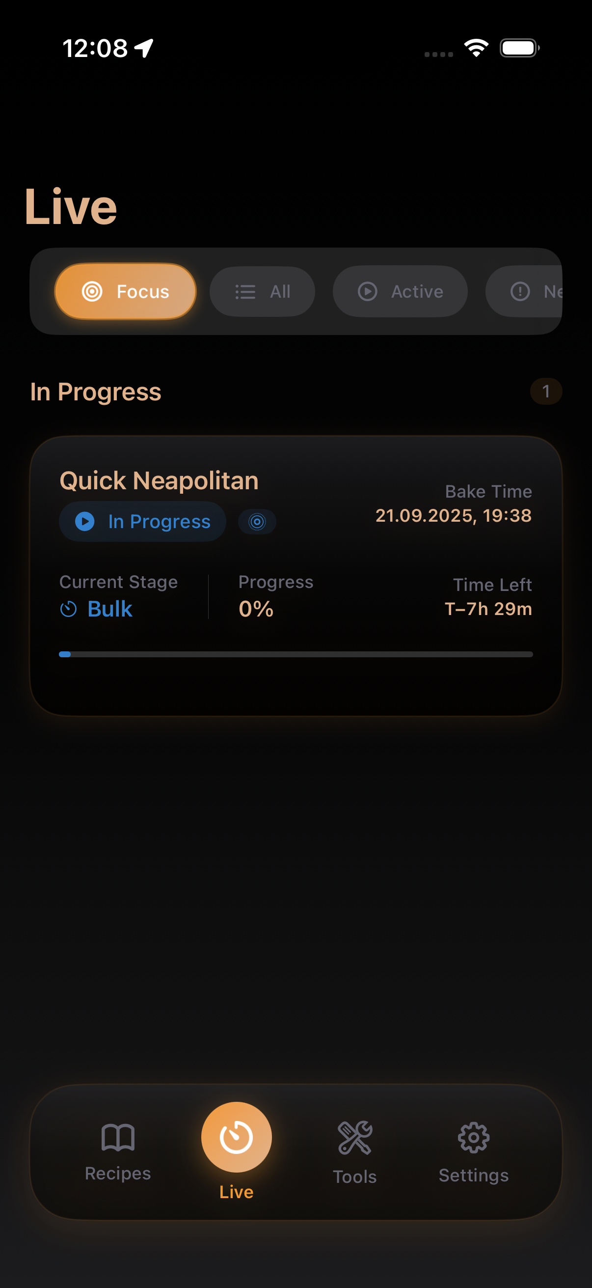 Yeasto app overview showing live fermentation tracking